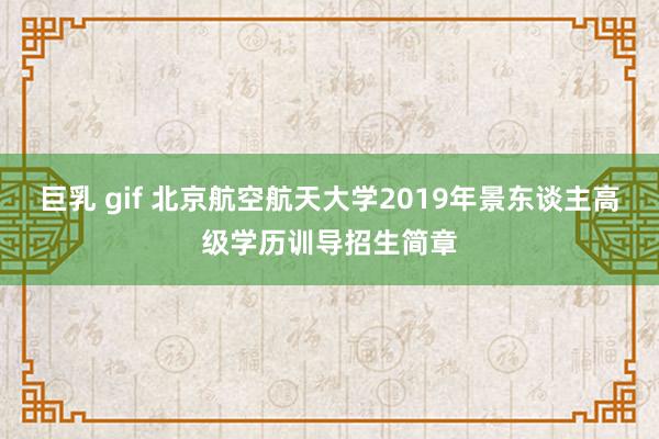 巨乳 gif 北京航空航天大学2019年景东谈主高级学历训导招生简章