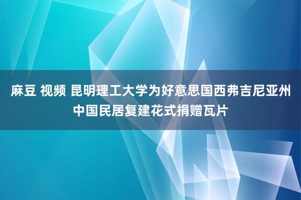 麻豆 视频 昆明理工大学为好意思国西弗吉尼亚州中国民居复建花式捐赠瓦片