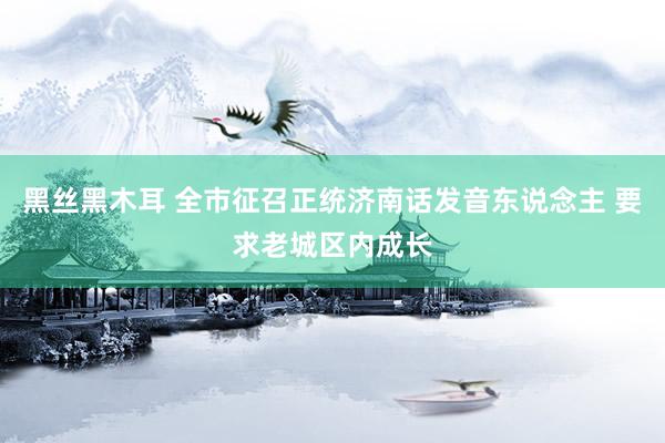 黑丝黑木耳 全市征召正统济南话发音东说念主 要求老城区内成长