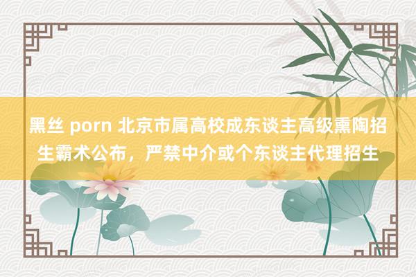 黑丝 porn 北京市属高校成东谈主高级熏陶招生霸术公布，严禁中介或个东谈主代理招生