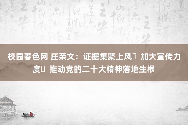 校园春色网 庄荣文：证据集聚上风 加大宣传力度 推动党的二十大精神落地生根