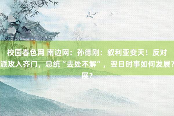 校园春色网 南边网：孙德刚：叙利亚变天！反对派攻入齐门，总统“去处不解”，翌日时事如何发展？