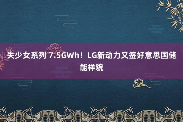 失少女系列 7.5GWh！LG新动力又签好意思国储能样貌