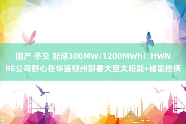 国产 拳交 配储300MW/1200MWh！HWNRE公司野心在华盛顿州部署大型太阳能+储能技俩